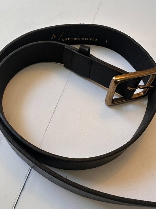 Anthropologie Black Leather and Gold/Brass Belt - Size Large main image 8